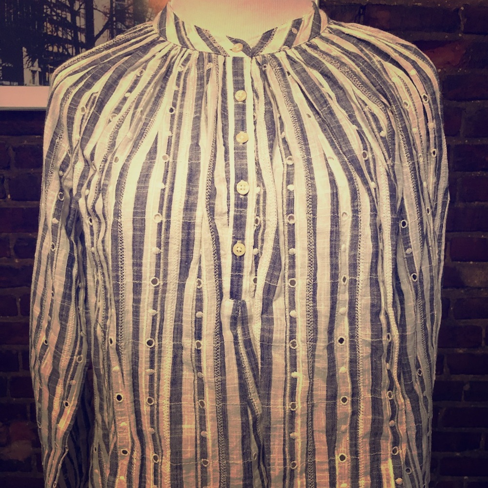 Lucky Brand Stripes Long-Sleeve Blouse - NWT